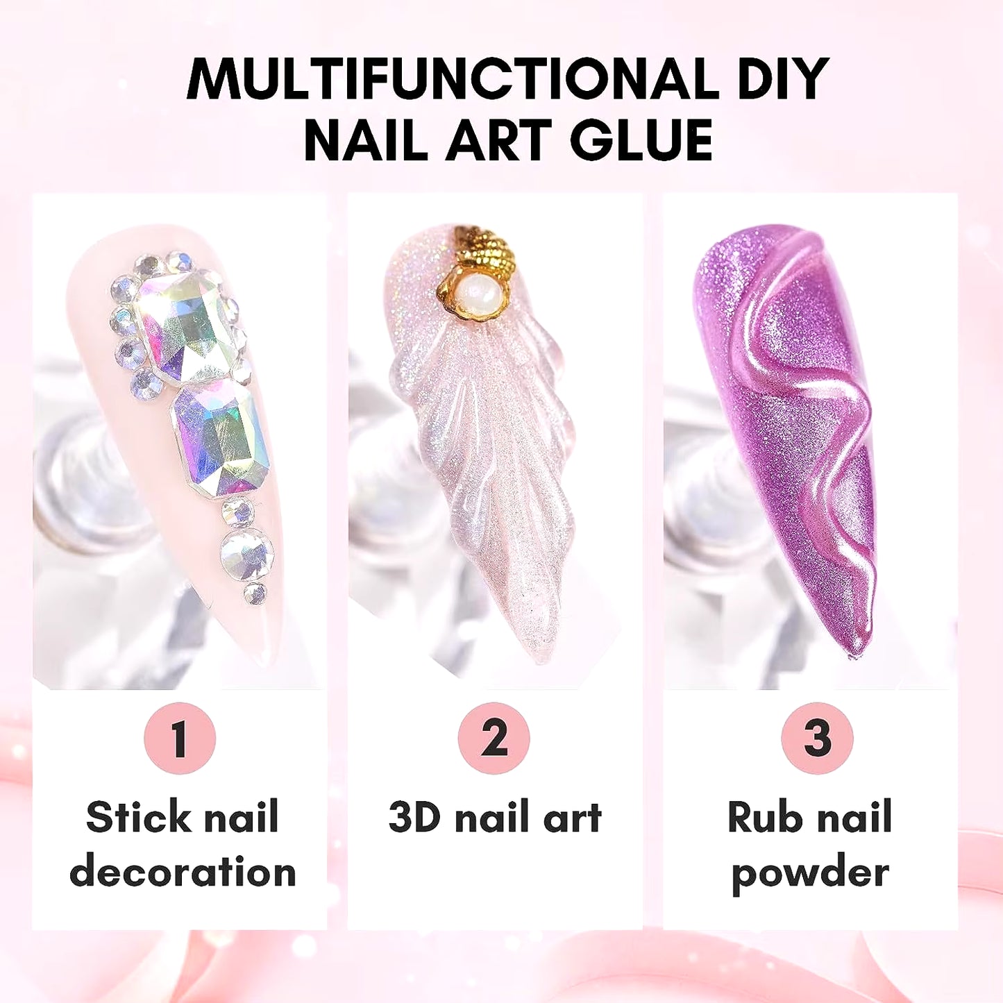 Nail Rhinestone Glue Gel for Nails, 30G Super Strong Adhesive Gel for Nail Gem, Jewels ,Glitter,Crystals Beads Diamonds