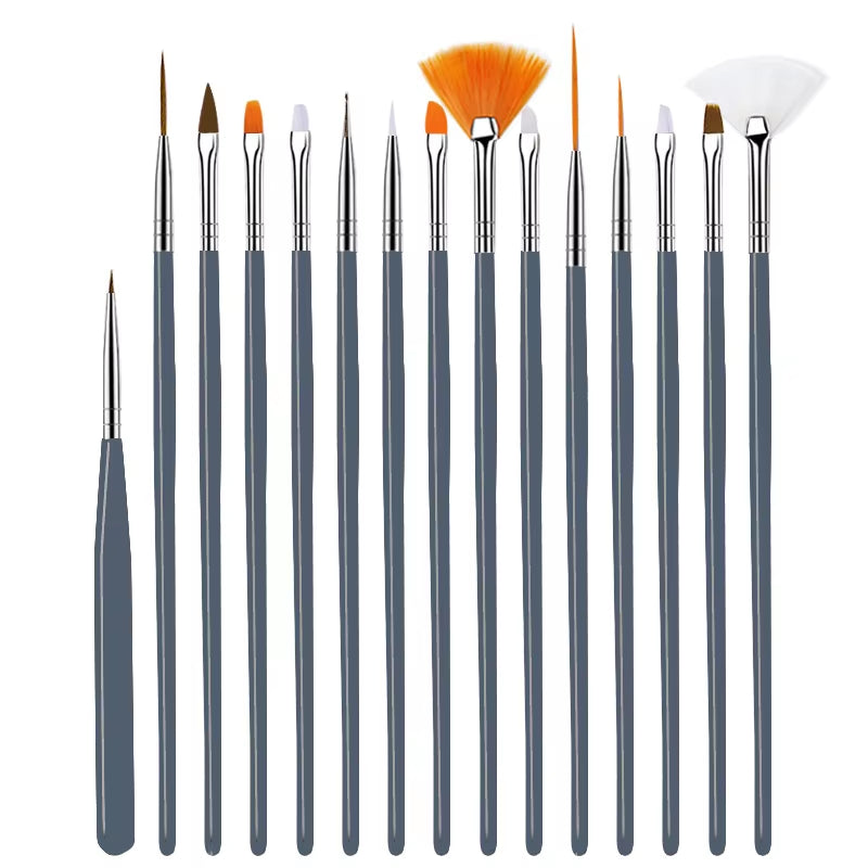 Nail Brush for Manicure Gel Brush for Nail Art 15Pcs/Set Nail Brush Acrylic Liquid Powder Carving Gel Brush