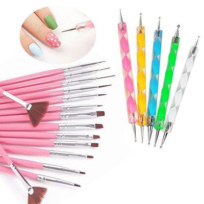 20-Piece Nail Art Gel Design and Painting Set - Precision Brushes and Dotting Tools for Creative Nail Polish Art