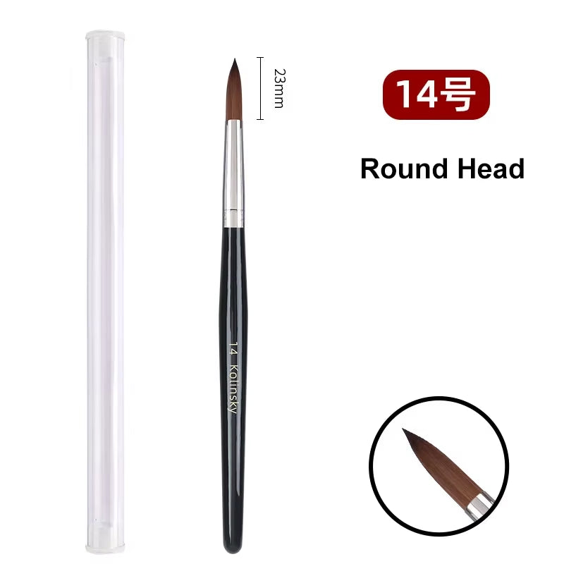 Kolinsky Acrylic Nail Art Brush Wood Handle Nail Art Mink Brush Gel Builder Nail Tools Manicure Brush Drawing Tools Size 8-24