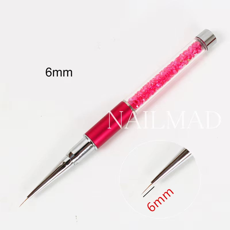 3Pcs 6/9/11Mm Nail Art Acrylic Brush UV Gel Polish Extension Carving Brush Metal Rhinestone Painting Liner Brush Drawing Pen