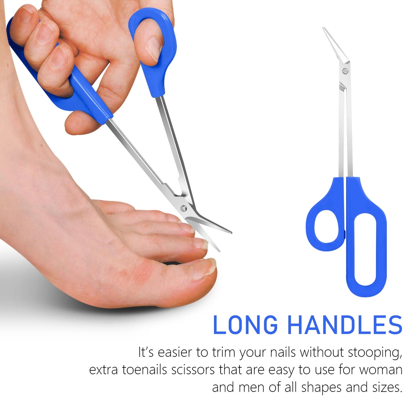 Long Handled Toenail Scissors Easy Grip Clipper for Elderly Thick Nail Cuticle Trimmer Manicure Pedicure Tool