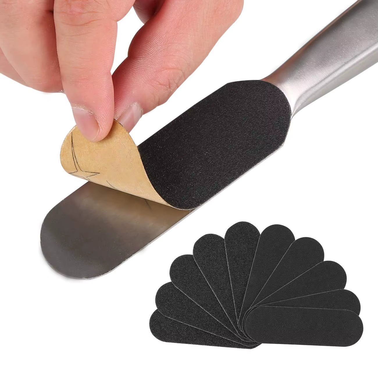 11Pcs/Set Pedicure Feet Care Metal Handle Foot and Coarse of Fine and Refill Files Grit Sanding Grit Cloth Rasp